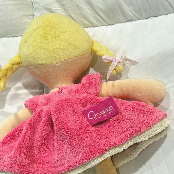 15" Bonikka blonde soft baby doll pink butterfly dress plush crib toy plush Home - Picture 6 of 12